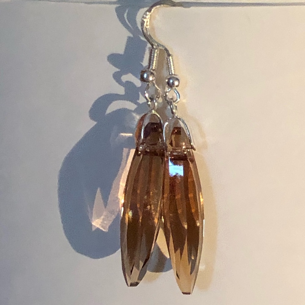 Stunning Swarovski Light Topaz Ellipse Earrings - Picture 1 of 8